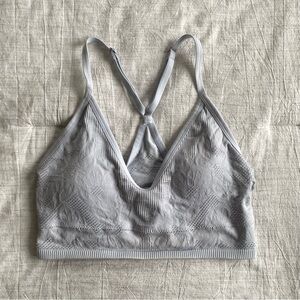 Aerie Bralette Light Blue Sports Bra Lounge Lace Seamless Small V Neck